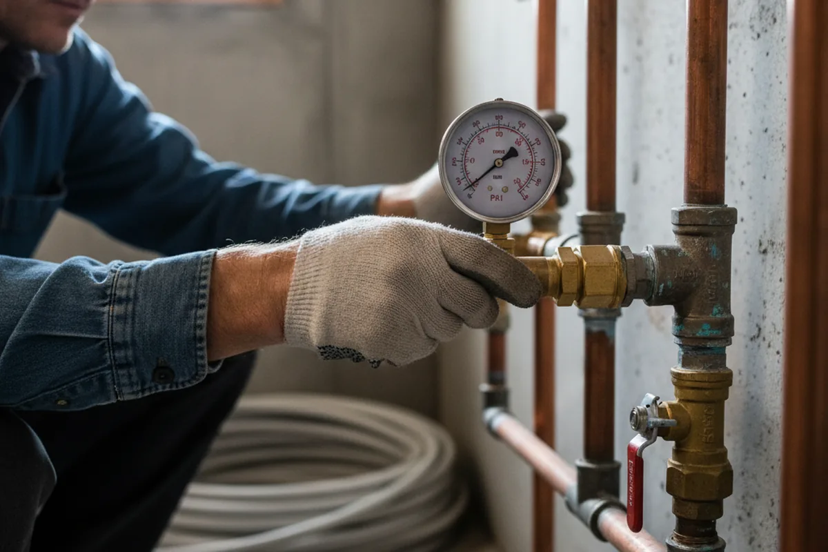 Pressure testing a repaired line during Water Line Repair in Vista